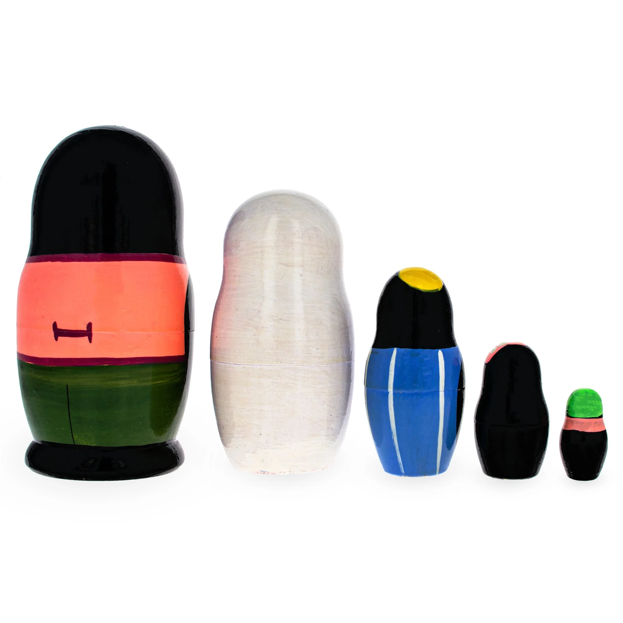 Set of 5 Happy Penguins  Nesting Dolls - Image 3