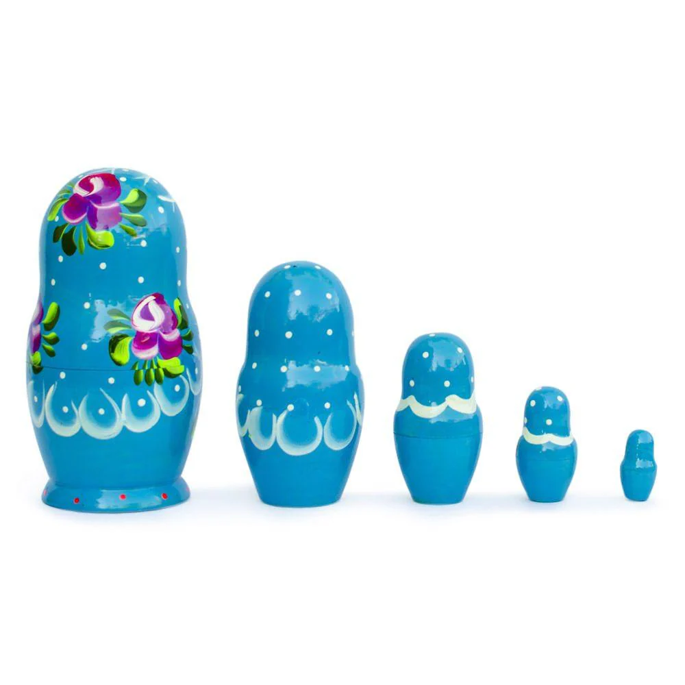 Set of 5 Iris Nesting Dolls 6 Inches - Image 2