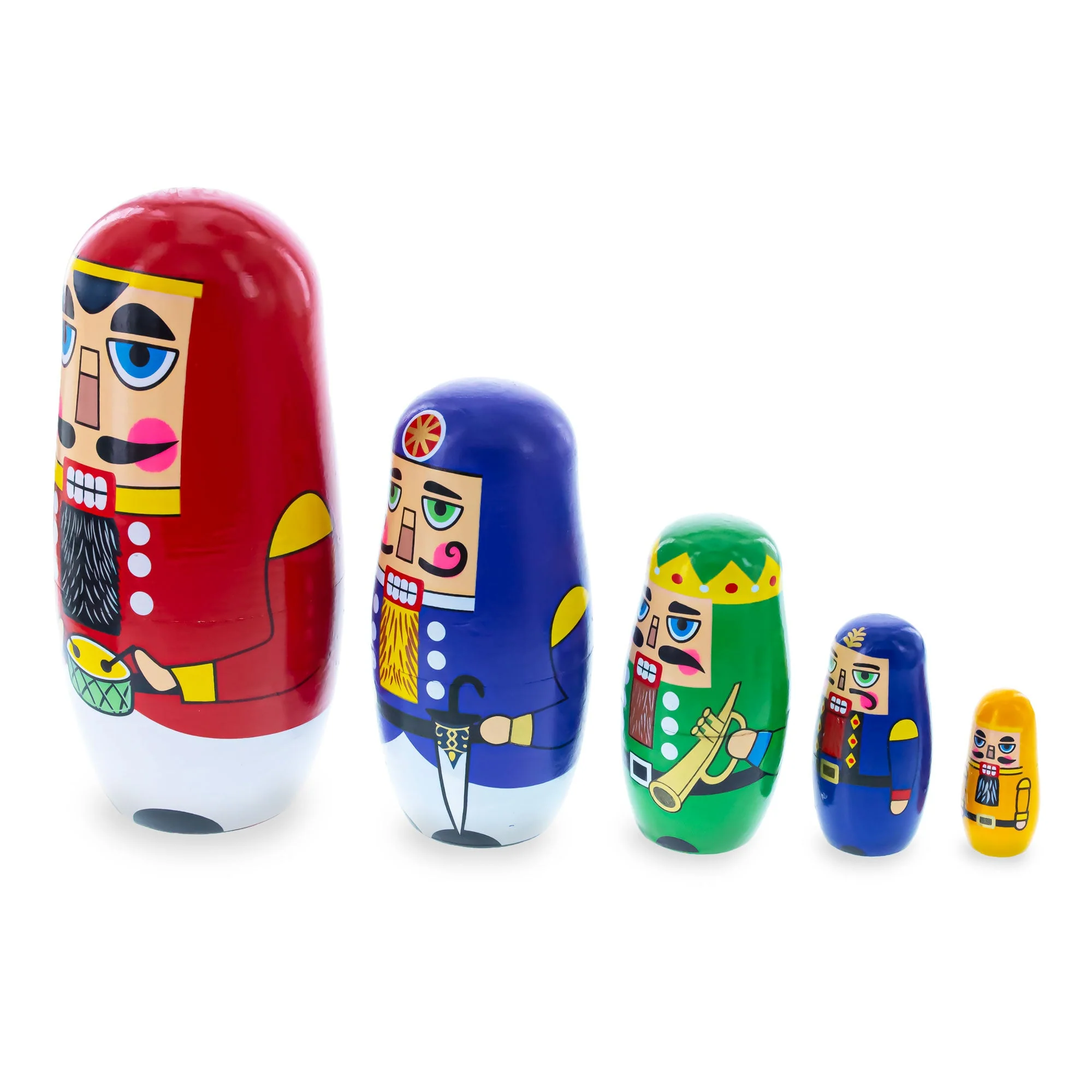 Set of 5 Nutcrackers Wooden Nesting Dolls 5.5 Inches - Image 3