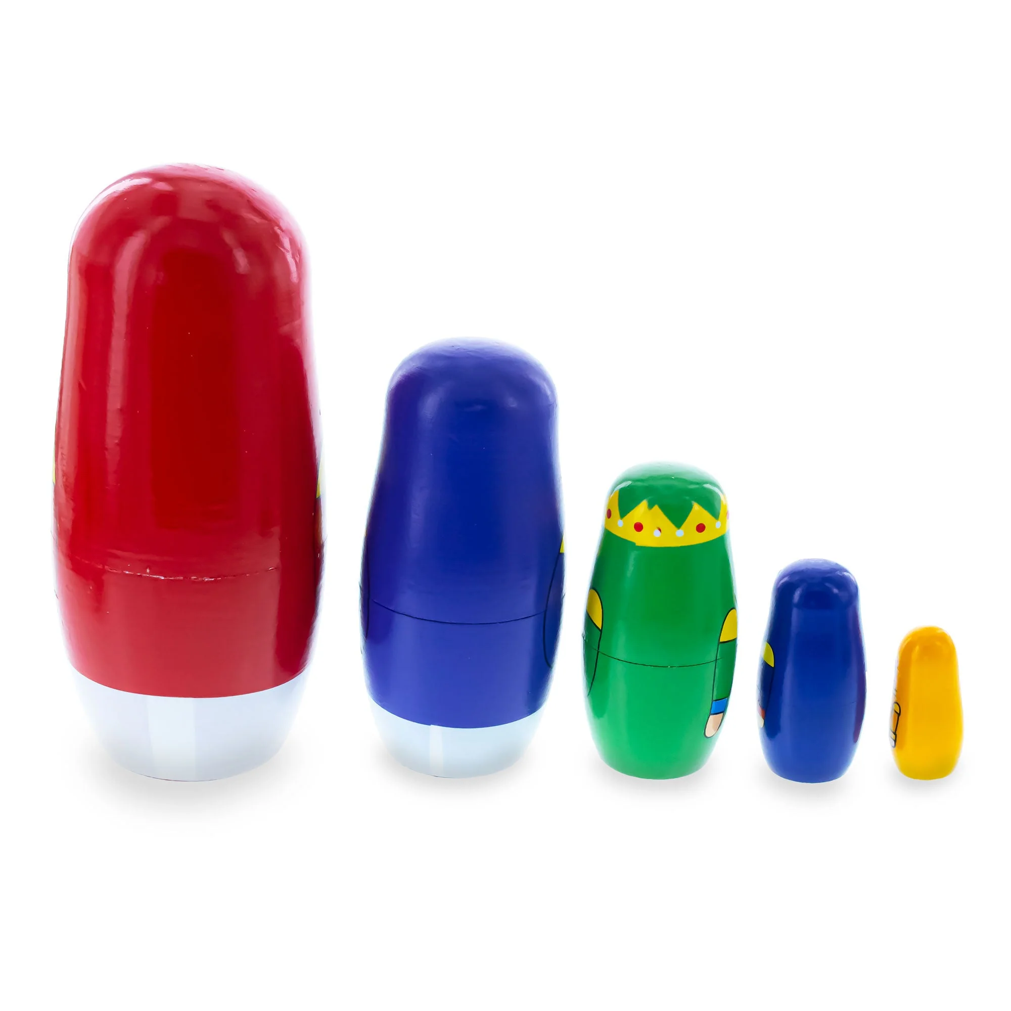 Set of 5 Nutcrackers Wooden Nesting Dolls 5.5 Inches - Image 5