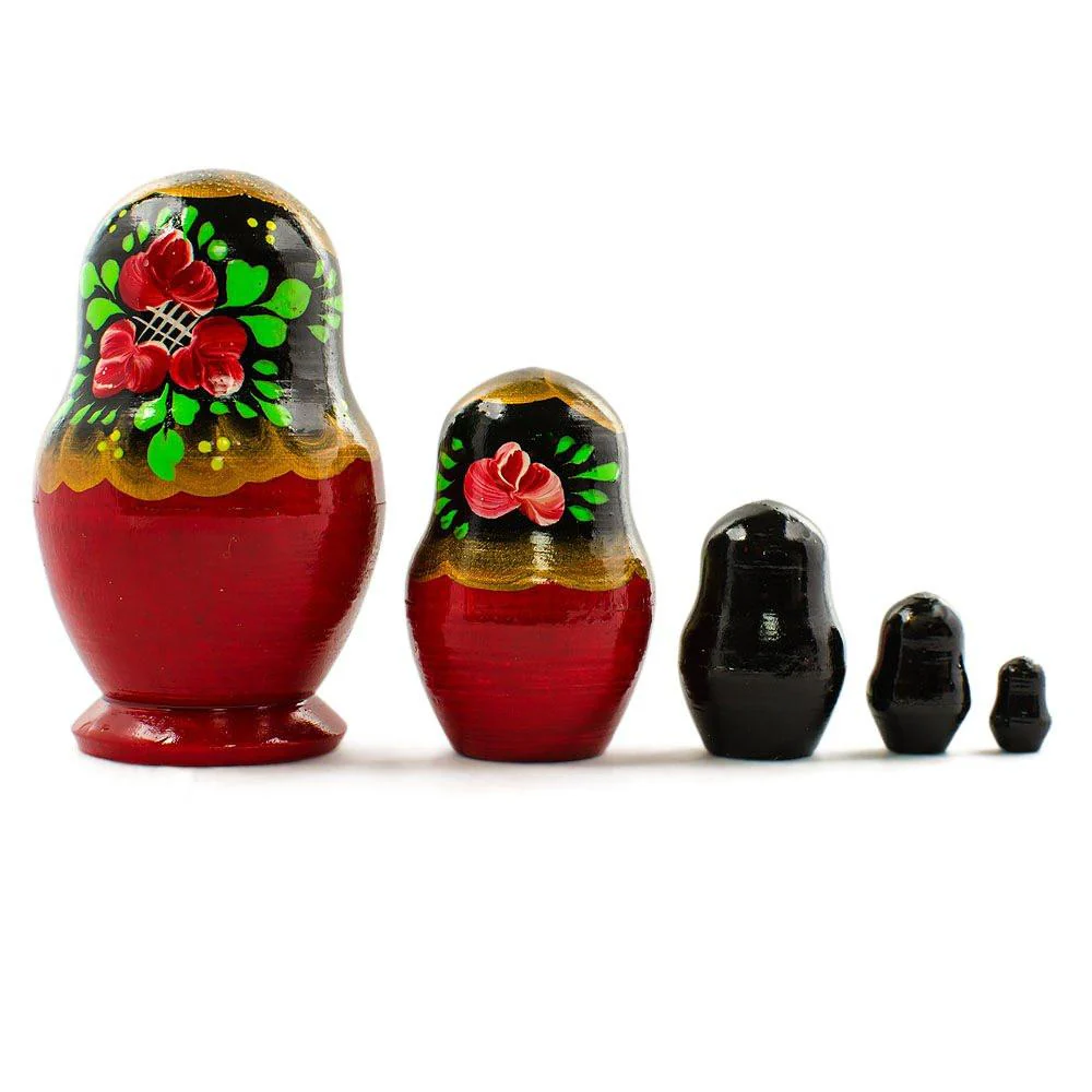 Set of 5 Olesya Wooden Nesting Dolls 3.5 Inches - Image 2