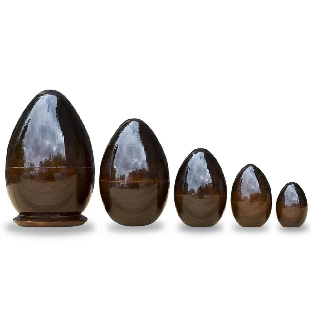Set of 5 Orthodox Icons Egg Shape Wooden Nesting Dolls 6.5 Inches - Image 2