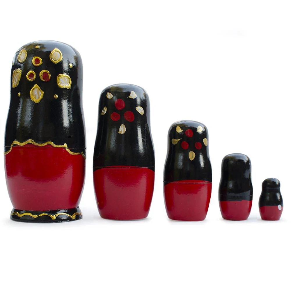 Set of 5 Strawberries Nesting Dolls Matryoshka 6.5 Inches - Image 2