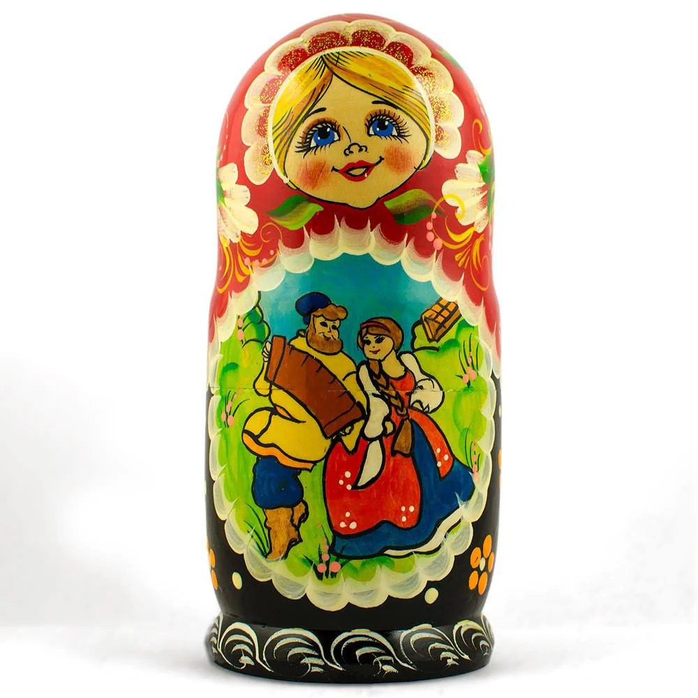 Set of 5 Summer in the Village Wooden Nesting Dolls 6.5 Inches - Image 3