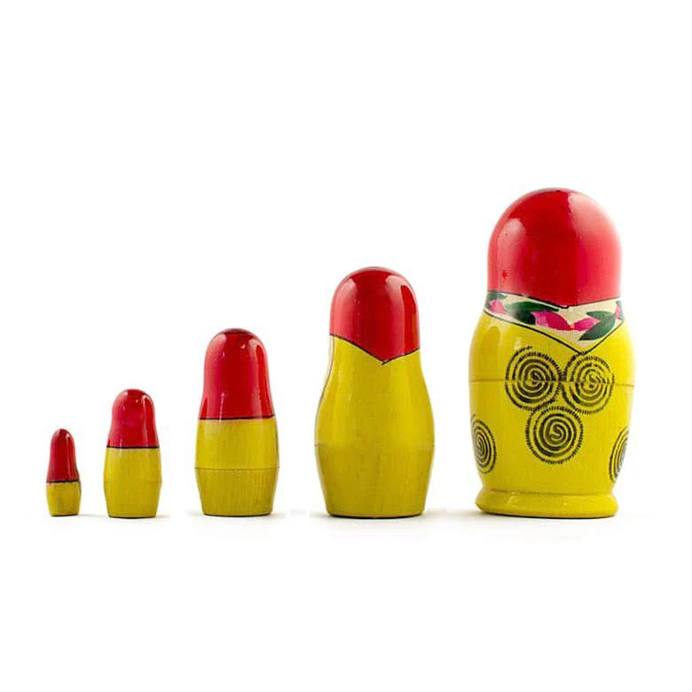 Set of 5 Traditional  Nesting Dolls 4.5 Inches - Image 2
