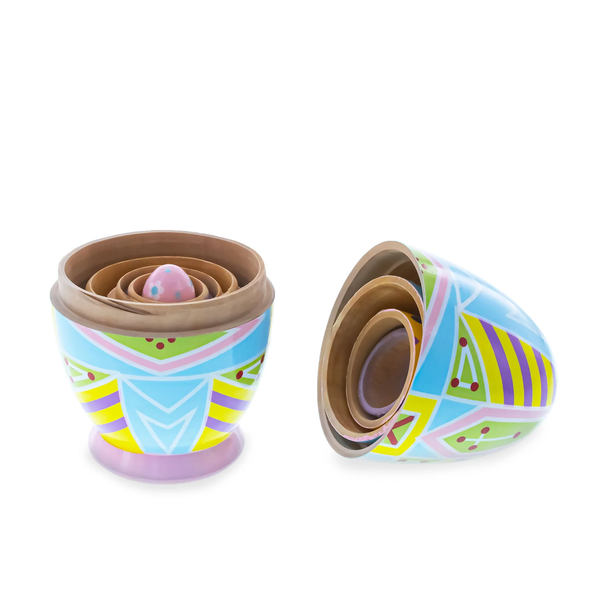 Set of 5 Ukrainian Style Easter Eggs Wooden Nesting Dolls 5 Inches - Image 3