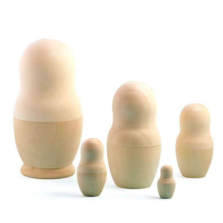 Set of 5 Unfinished Wooden Nesting Dolls DIY Craft Blanks for Painting  5.75 Inches - Image 2