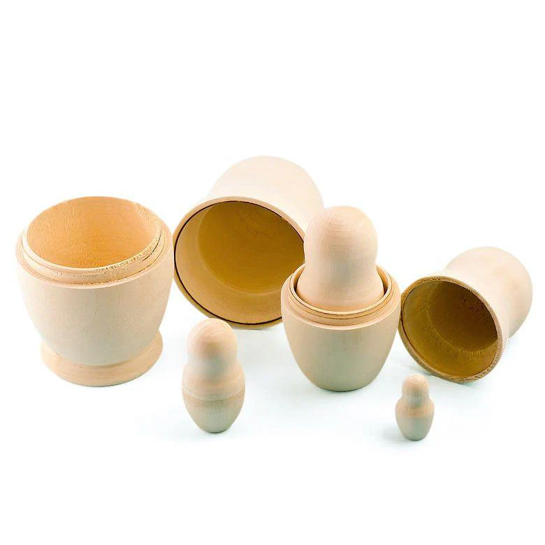 Set of 5 Unfinished Wooden Nesting Dolls DIY Craft Blanks for Painting  5.75 Inches - Image 3