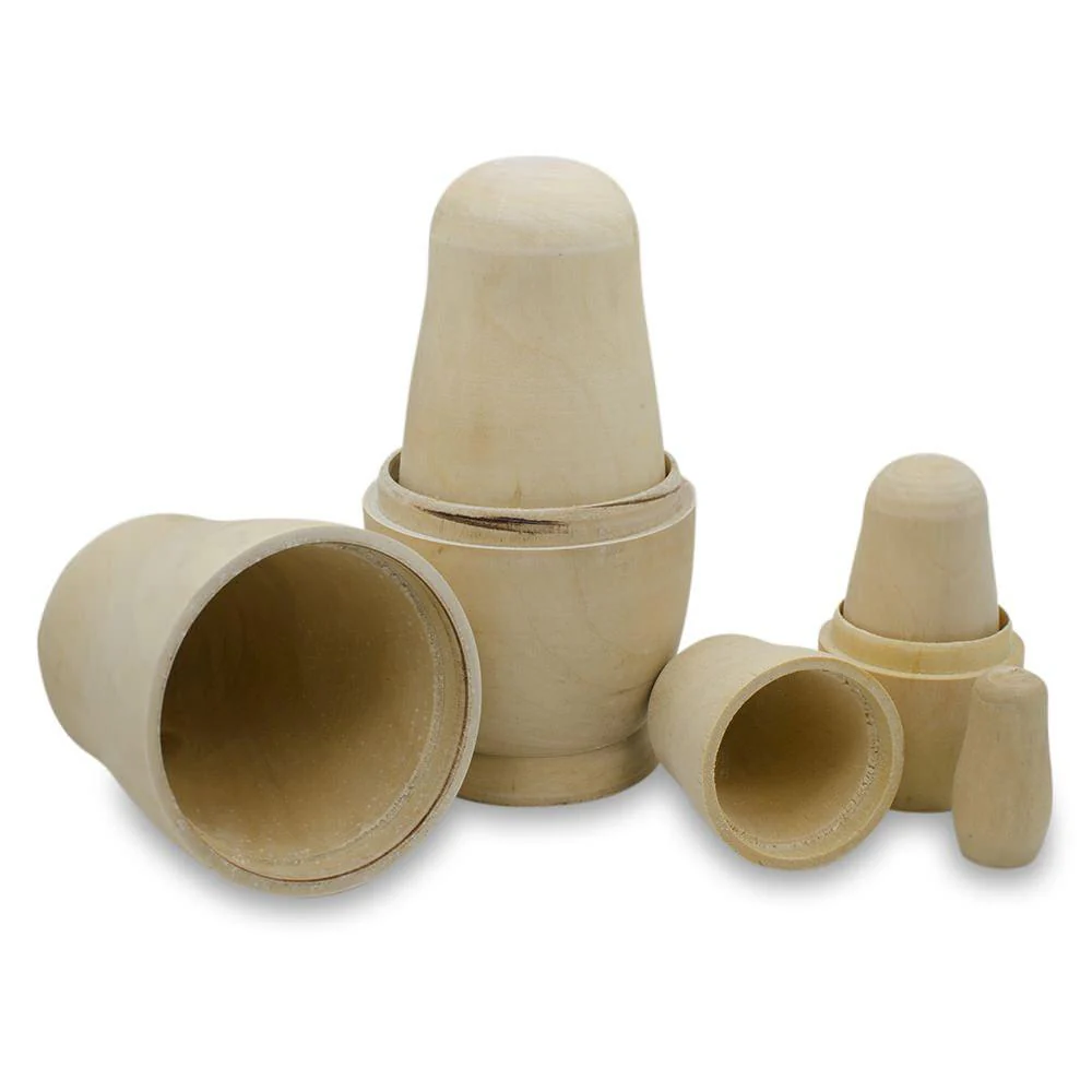 Set of 5 Unfinished Wooden Nesting Dolls DIY Craft Blanks for Painting 6 Inches - Image 2
