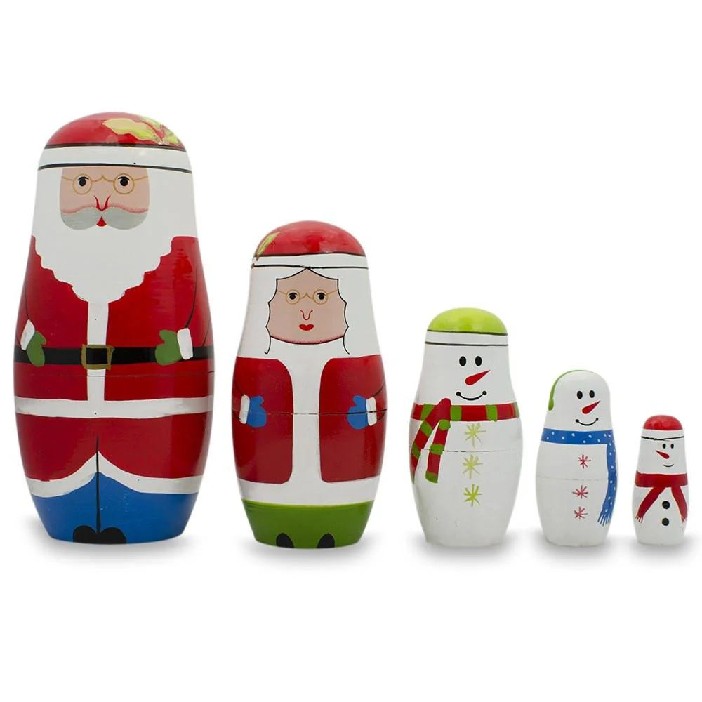 Set of 5 Unfinished Wooden Nesting Dolls DIY Craft Blanks for Painting 6 Inches - Image 4