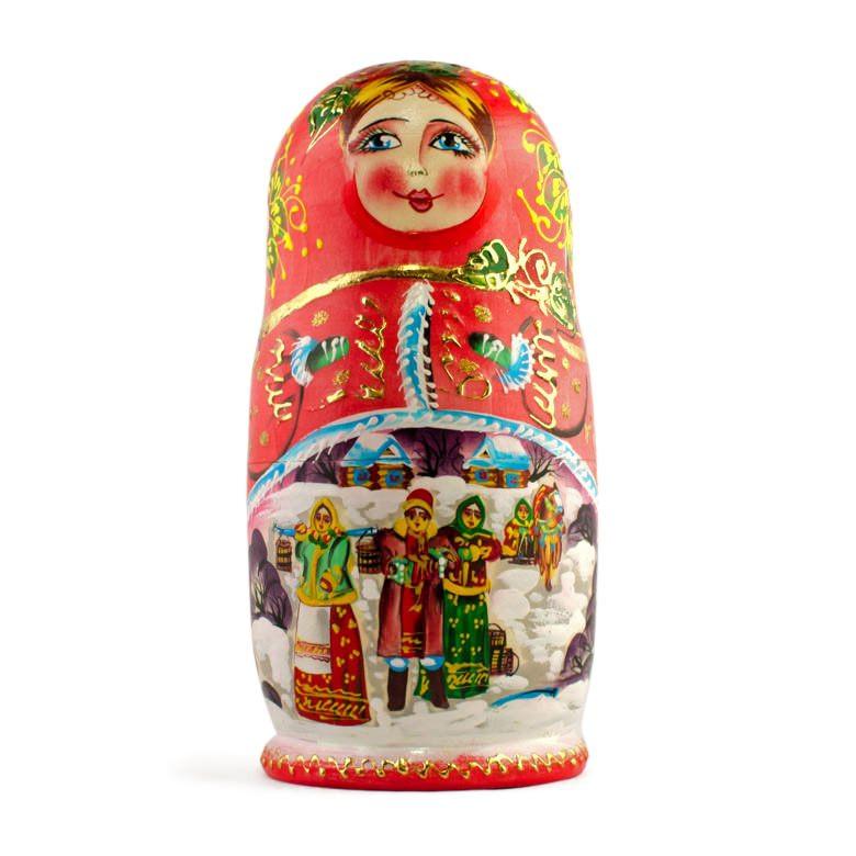 Set of 5 Winter Night  Wooden Nesting Dolls 6.5 Inches - Image 2