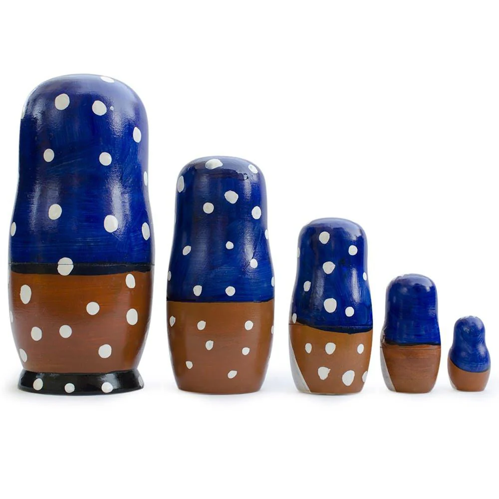 Set of 5 Winter Village Scene Nesting Dolls  6.5 Inches - Image 2