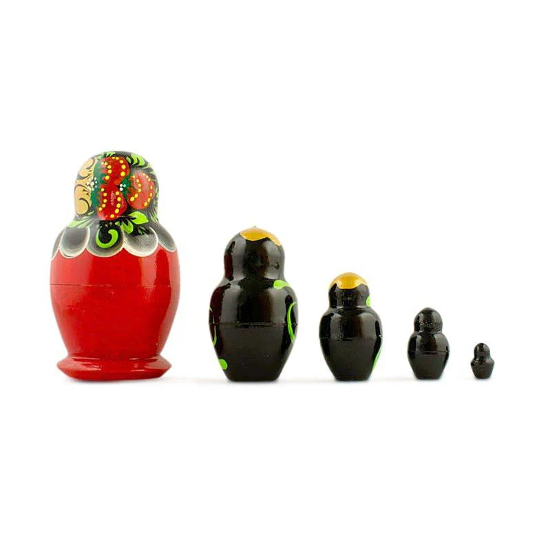 Set of 5 Wooden Nesting Dolls 3.5 Inches - Image 2