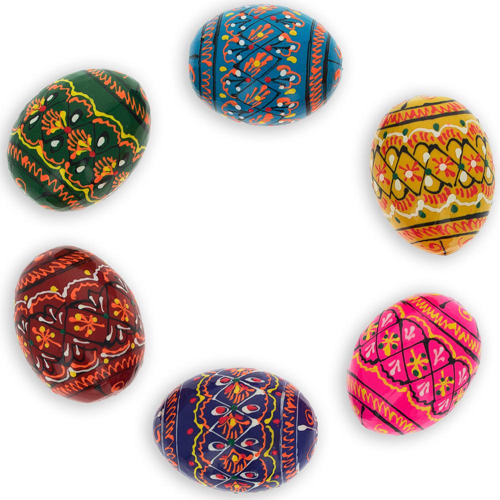 Set of 6 Miniature Ukrainian Wooden Easter Eggs Pysanky 1.5 Inches - Image 3