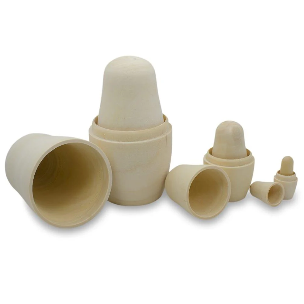 Set of 6 Unfinished Wooden Nesting Dolls DIY Craft Blanks for Painting 5.5 Inches - Image 2