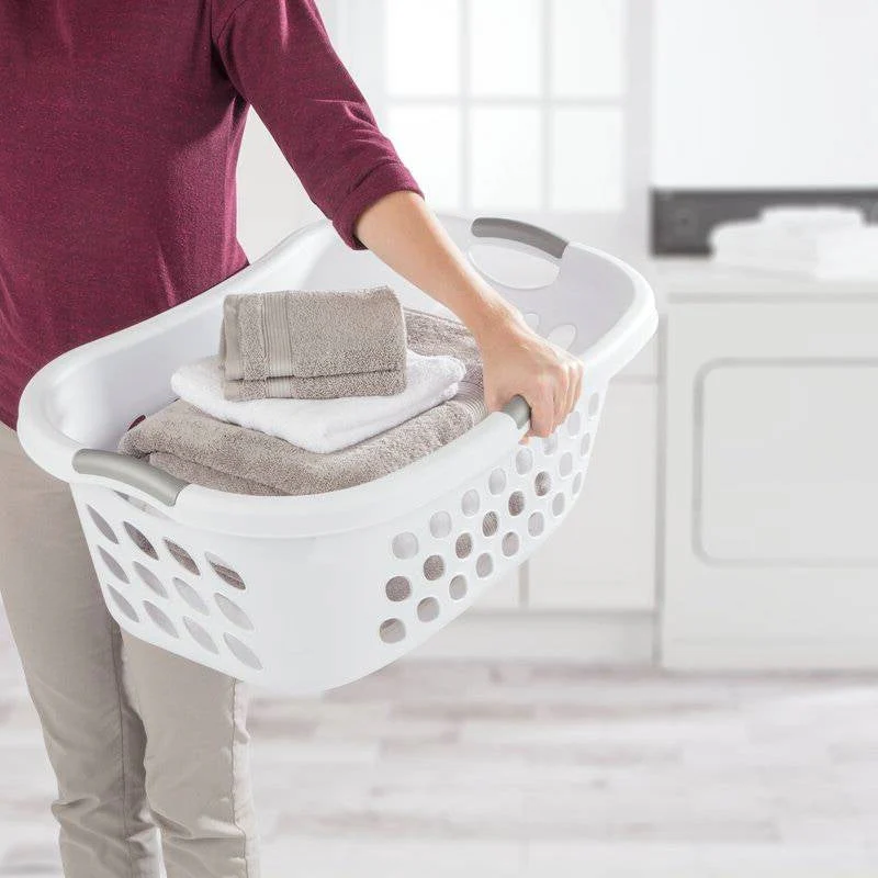 Set of 6 White Laundry Baskets w/ Carry Handles - Image 3