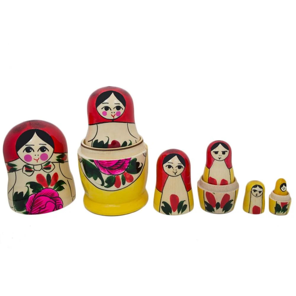 Set of 6 Wooden Dolls Nesting Dolls Semenov Matryoshka 5.75 Inches - Image 2