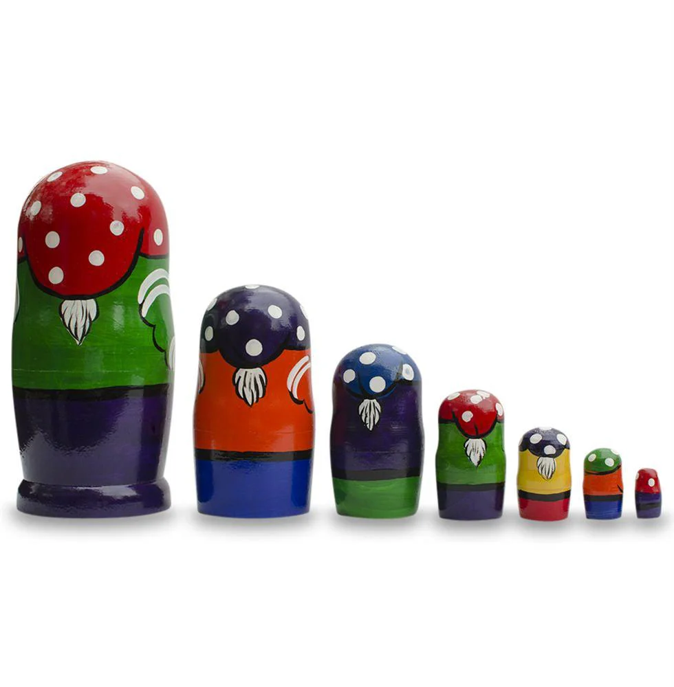 Set of 7 Gnomes Wooden Nesting Dolls 8 Inches - Image 2