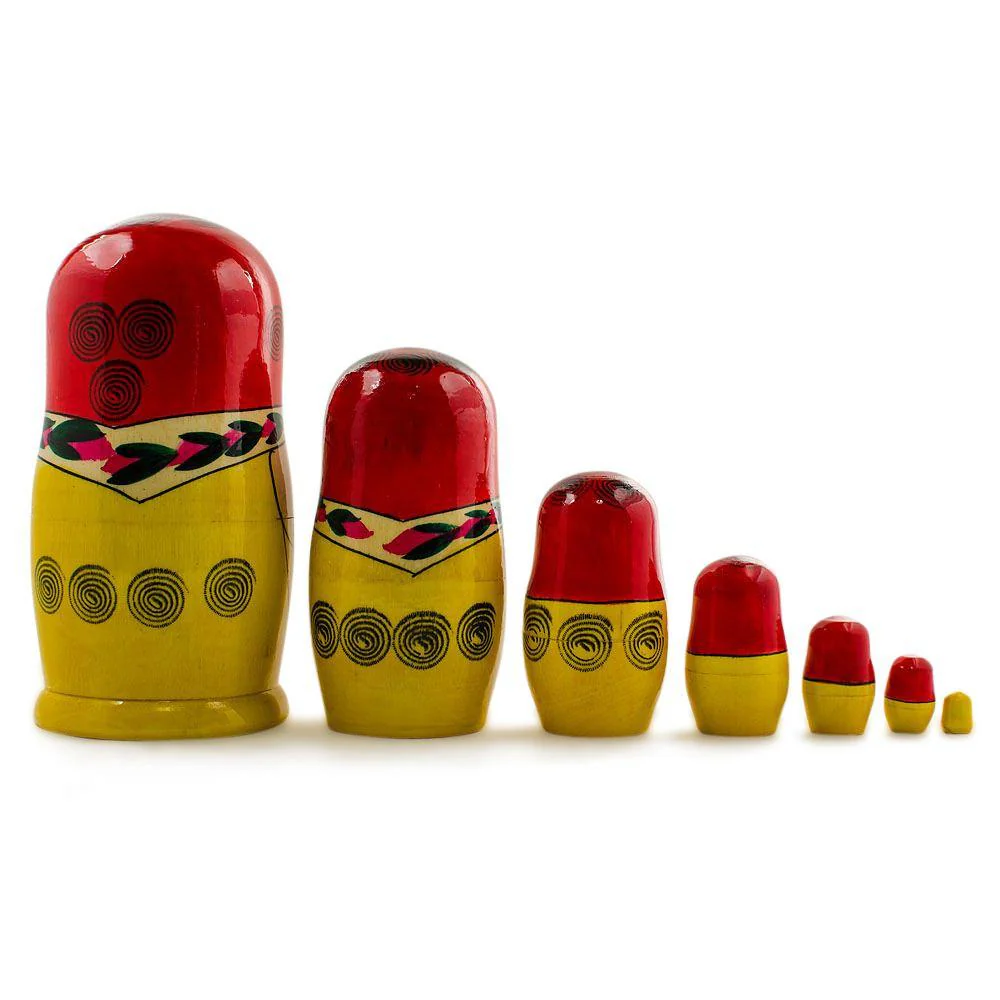 Set of 7 Wooden Dolls Nesting Dolls 7 Inches - Image 3