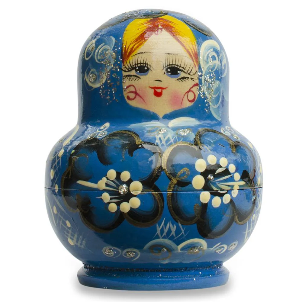 Set of 9 Rainbow Collection Blue Nesting Dolls  4.75 Inches - Image 3