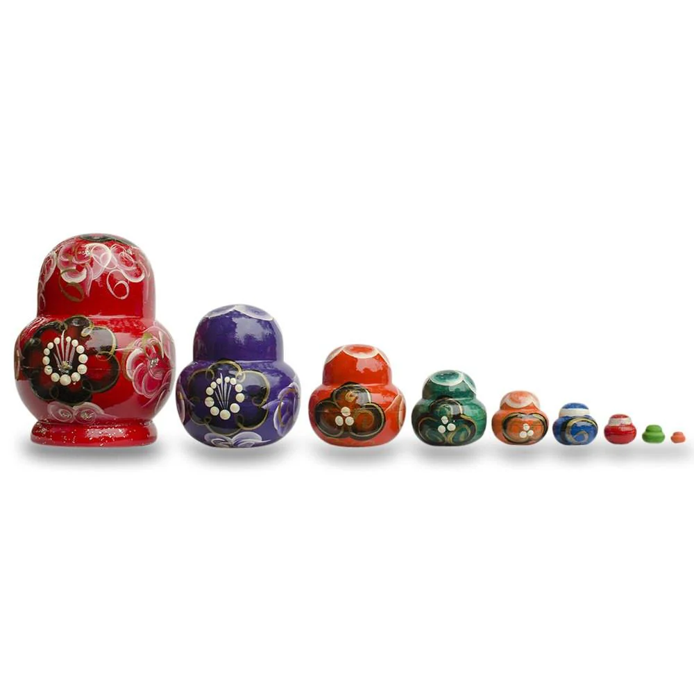 Set of 9 Rainbow Wooden Nesting Dolls  4.75 Inches - Image 2