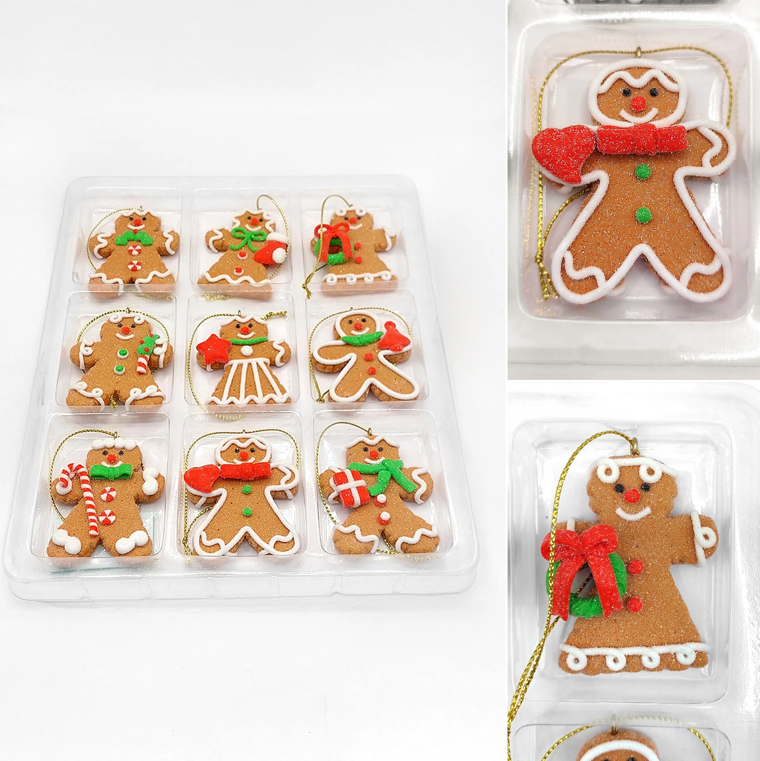 Set of 9 Small Christmas Gingerbread Ornaments. Wizardi Festive Decoration F07-N2-3-W2597A - Image 2