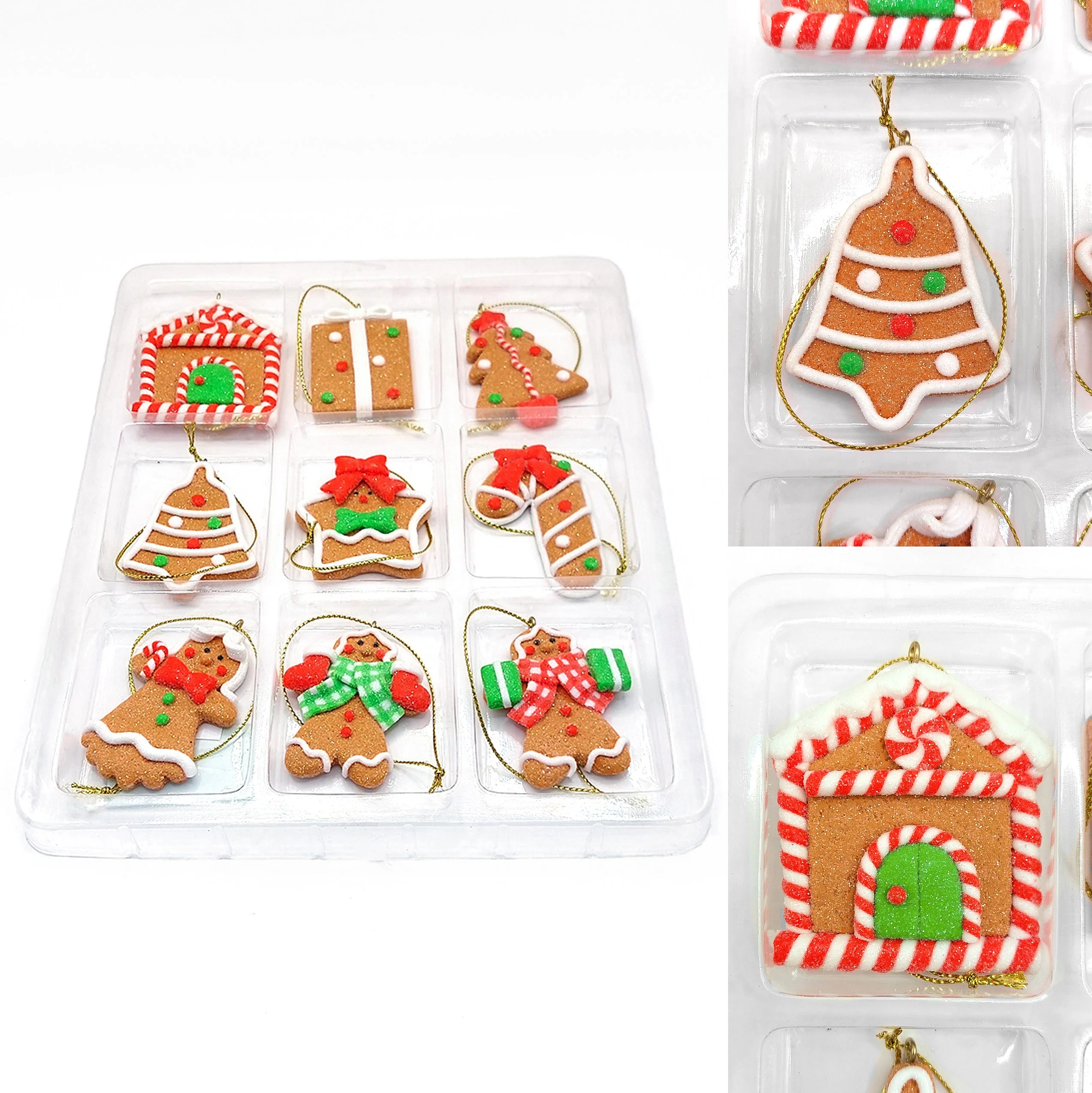 Set of 9 Small Christmas Gingerbread Ornaments. Wizardi Festive Decoration F07-N2-3-W2597B - Image 2