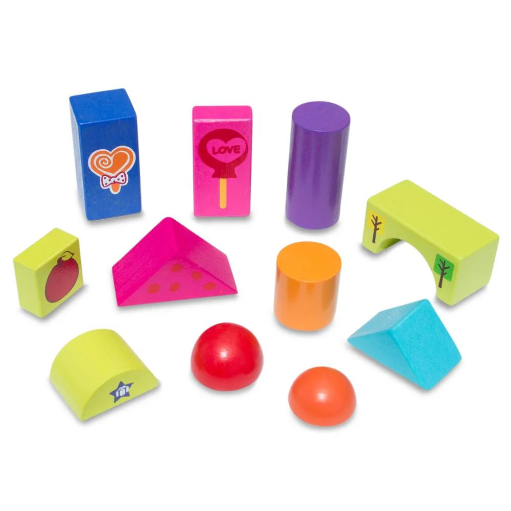 Set of 90 Colorful Wooden Building Blocks Educational Stacking Toy Castle - Image 3