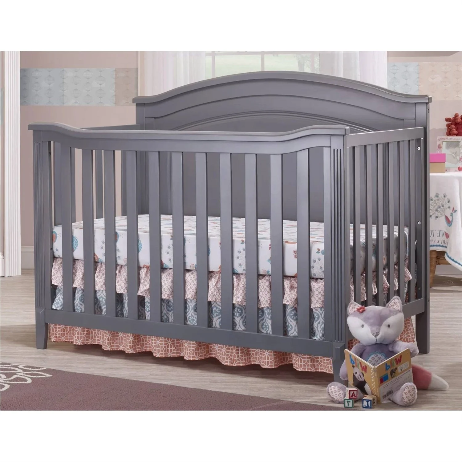 SF Home Solid Wood Convertible Crib in Grey - Toddler Bed Sold Separately - Image 3