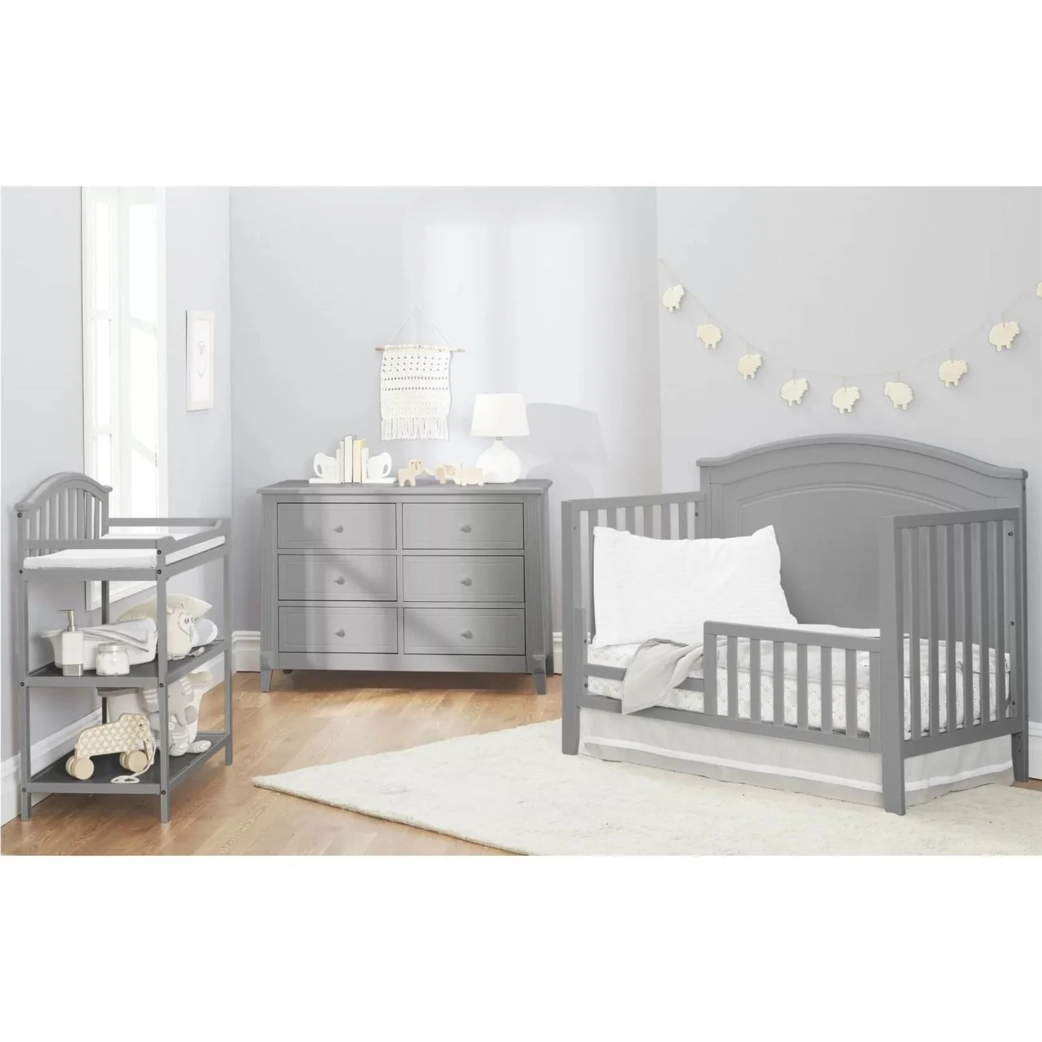 SF Home Solid Wood Convertible Crib in Grey - Toddler Bed Sold Separately - Image 4