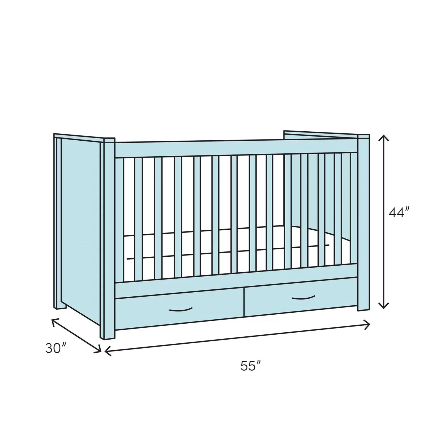 SF Home Solid Wood Convertible Crib in Grey - Toddler Bed Sold Separately - Image 5