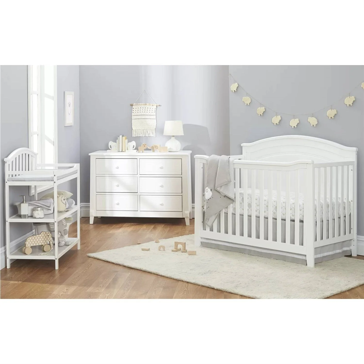 SF Home Solid Wood Convertible Crib in White - Toddler Bed Sold Separately - Image 3