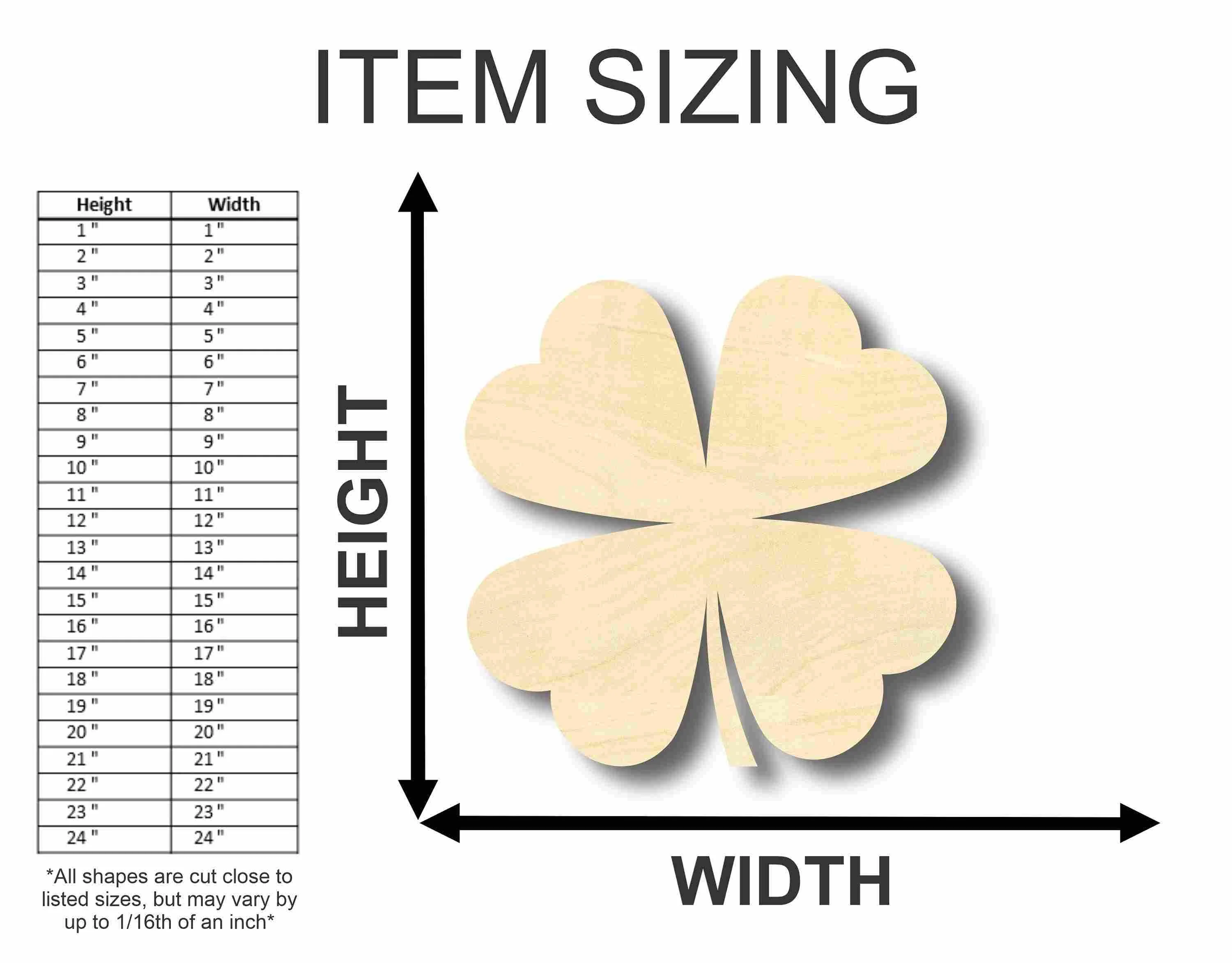Shamrock Unfinished Wood Craft Lucky Four Leaf Clover up to 46"  DIY - Image 2