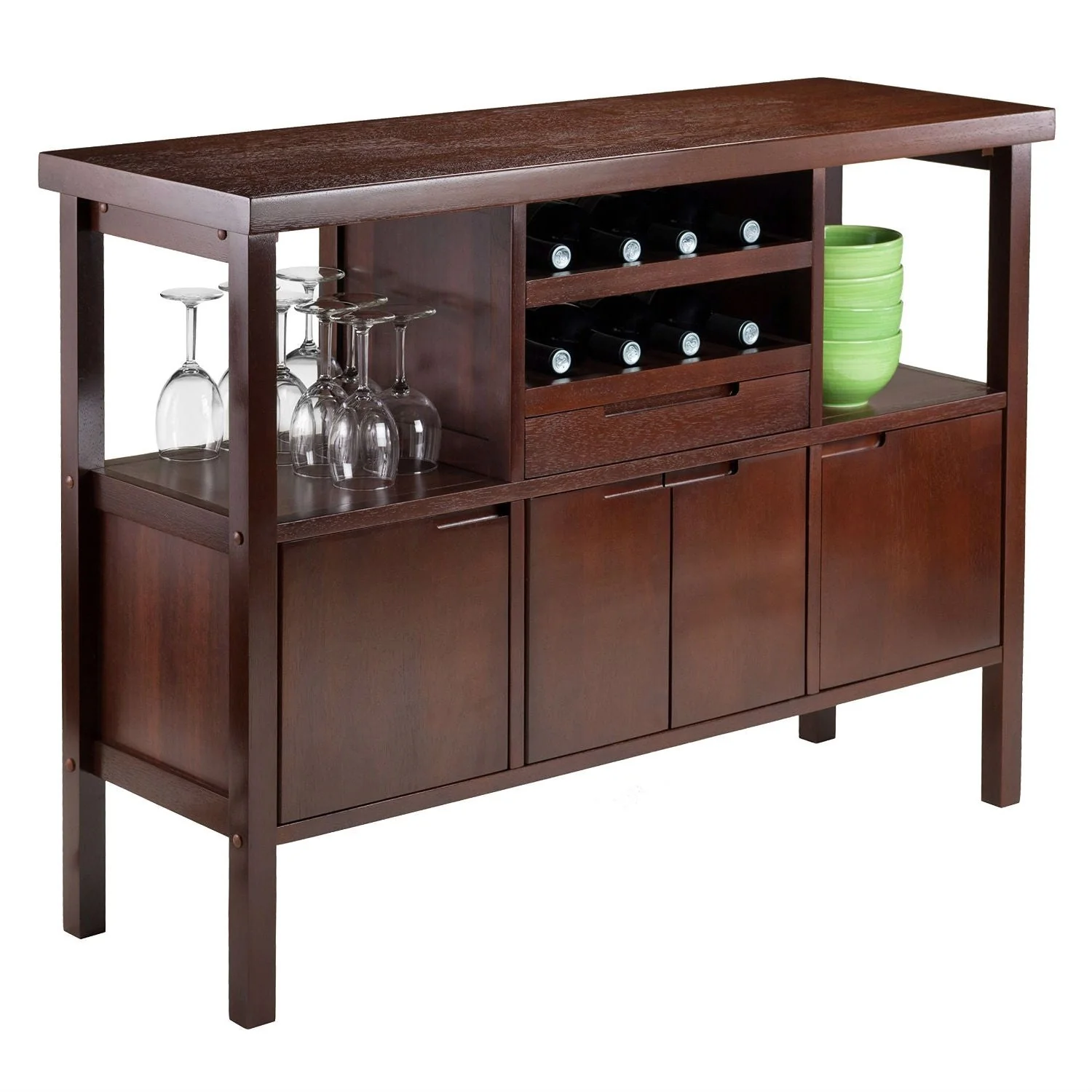 Sideboard Buffet Table Wine Rack in Brown Wood Finish - Image 3