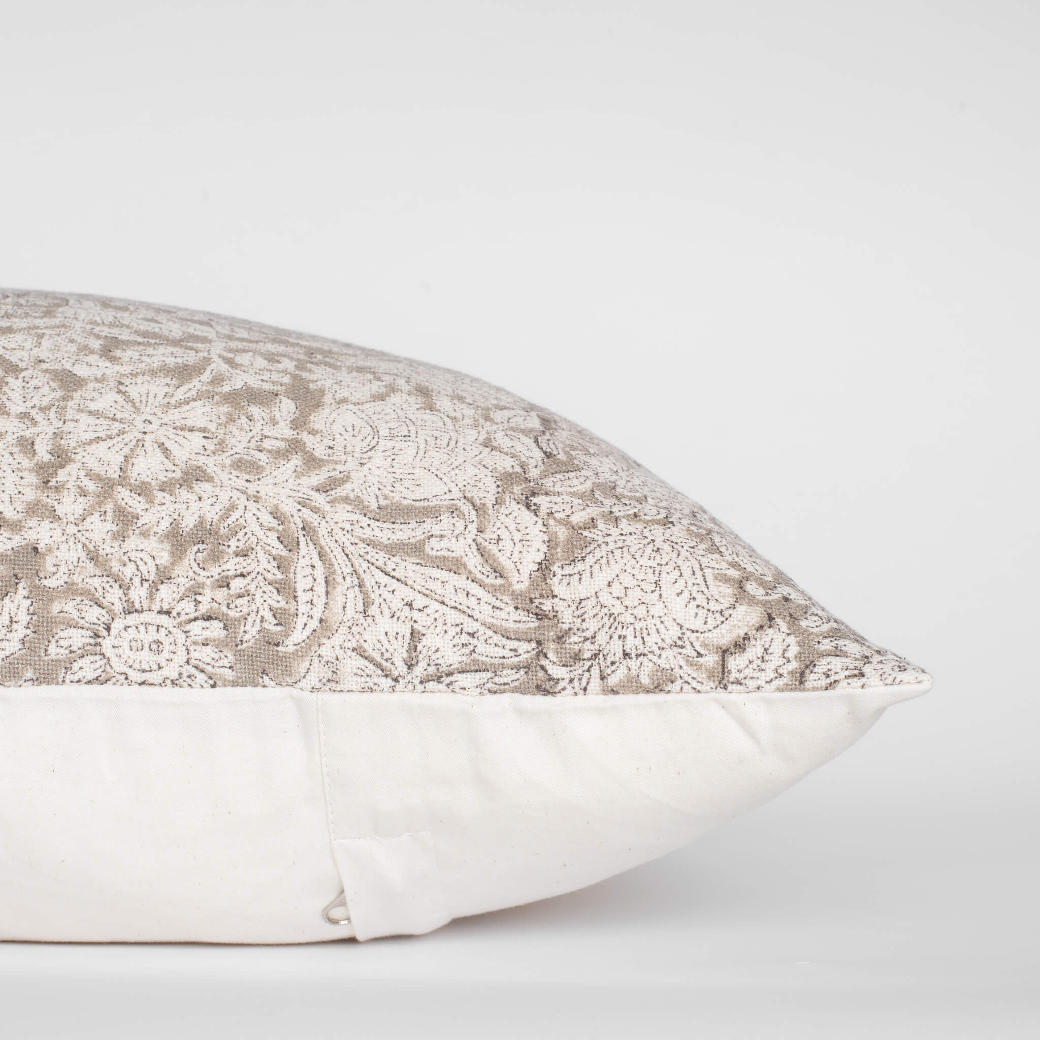 Sienna Floral Block Printed Pillow Cover | Light Brown - Image 5