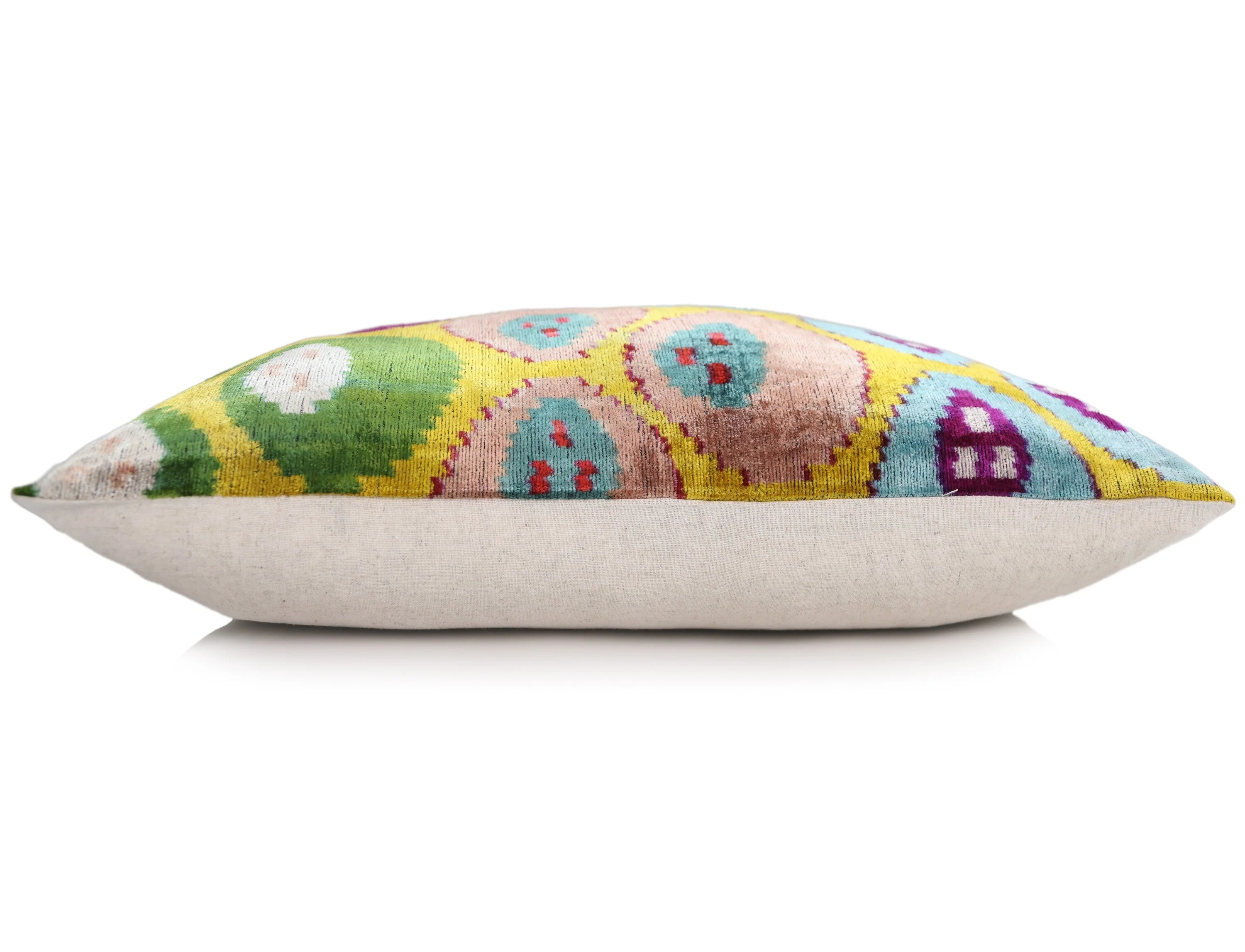 Silk Velvet Ikat Lumbar Pillow – Handmade in California (16x24) - Image 4