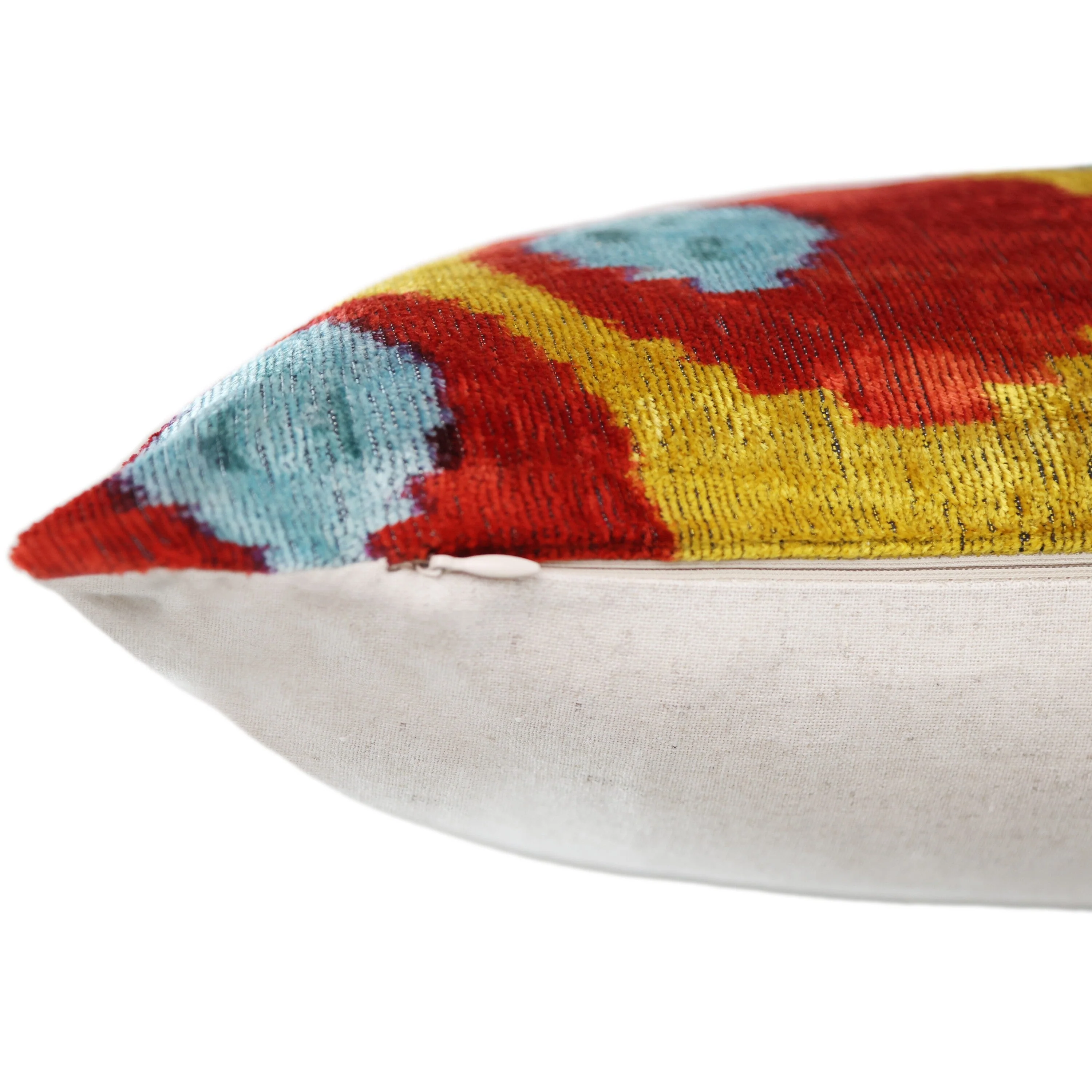 Silk Velvet Ikat Lumbar Pillow – Handmade in California (16x24) - Image 6