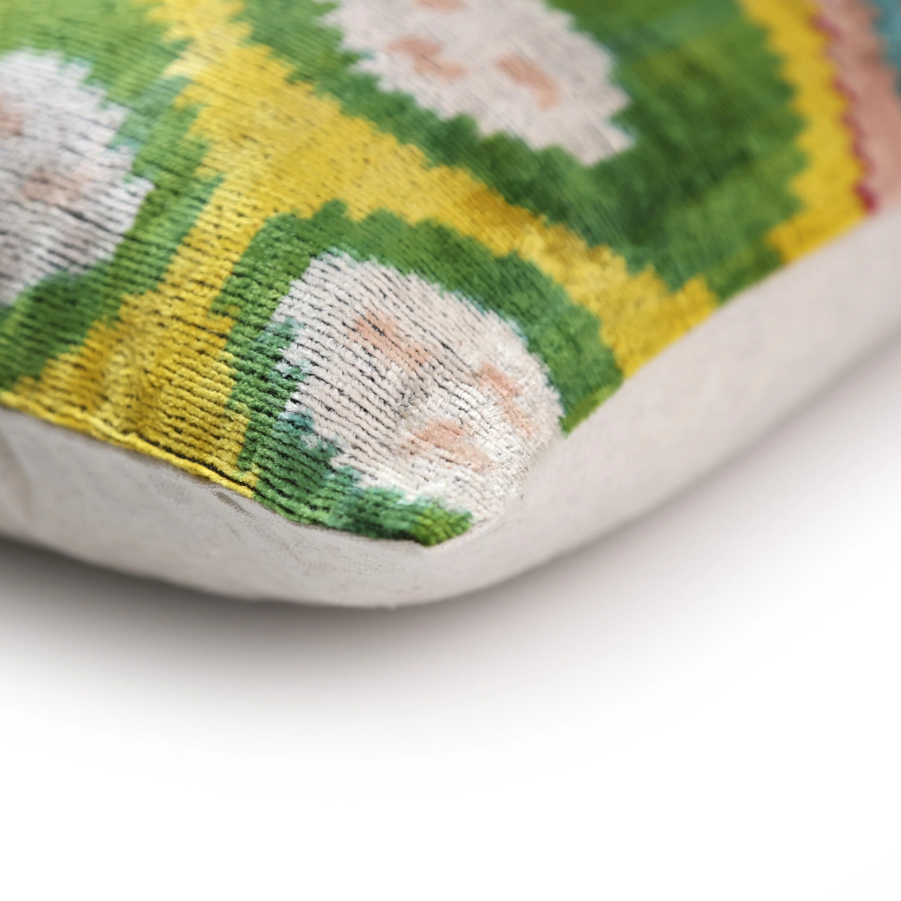 Silk Velvet Ikat Lumbar Pillow – Handmade in California (16x24) - Image 8