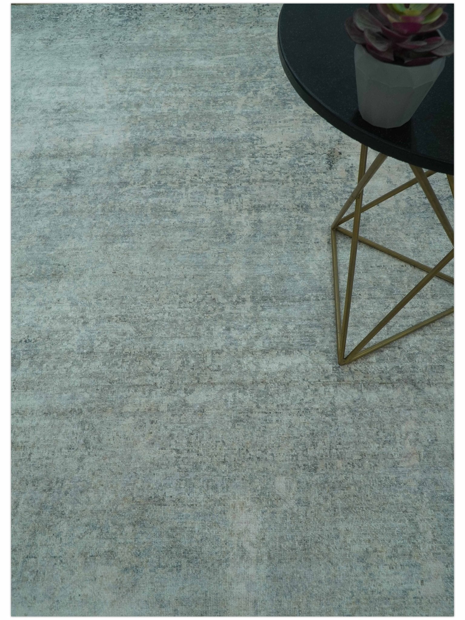 Silver design Modern Abstract Hand Knotted Bamboo Silk Area Rug - Image 2