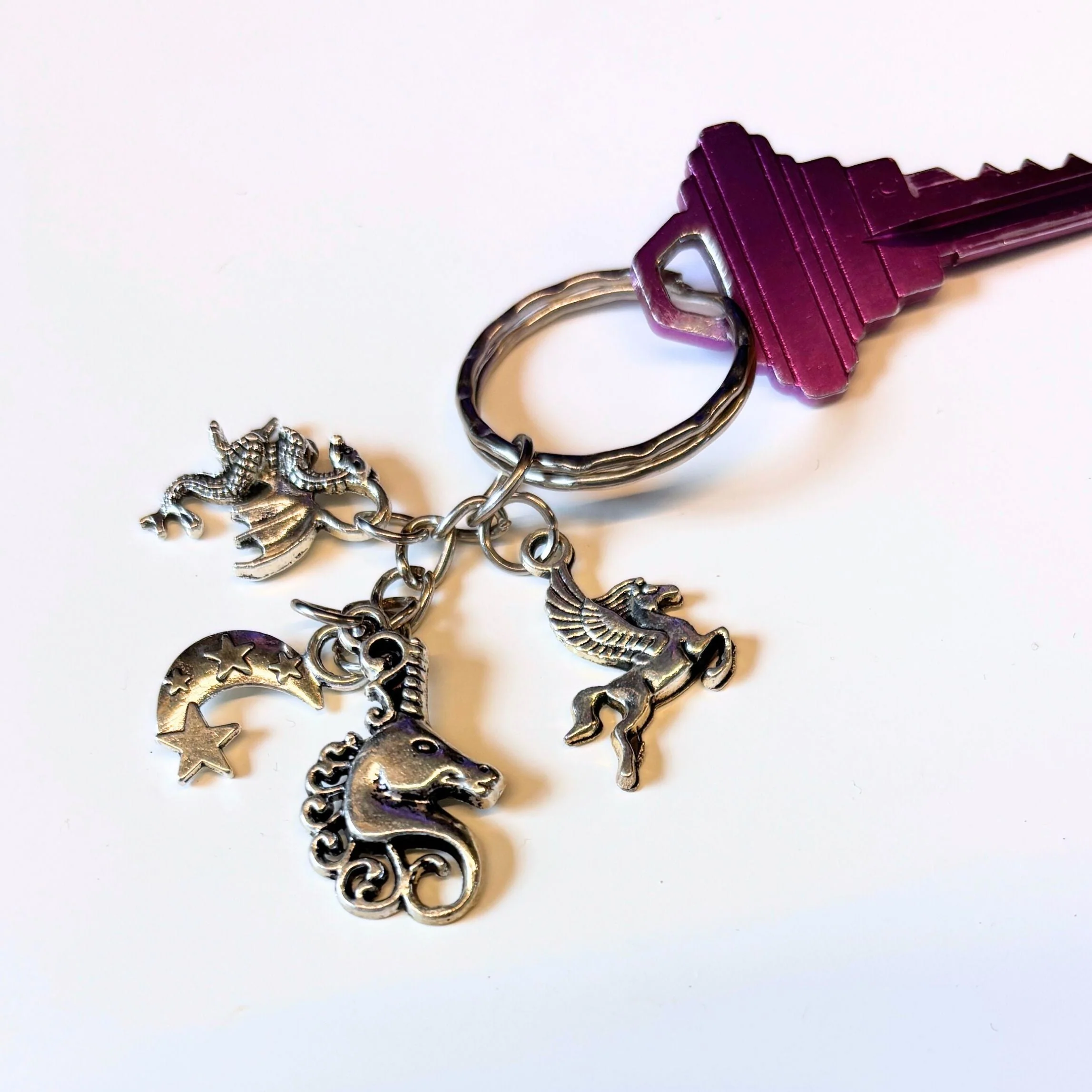 Silver Unicorn Fantasy Charms Lightweight Keychain in Silver - Image 3