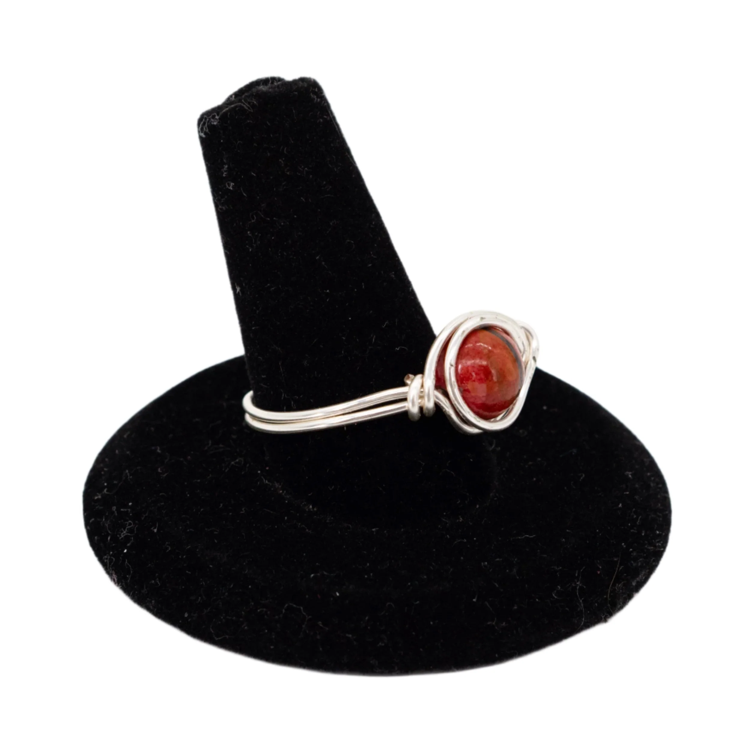 Silver Wire-Wrapped Red Jasper Ring | Size 9 - Image 2