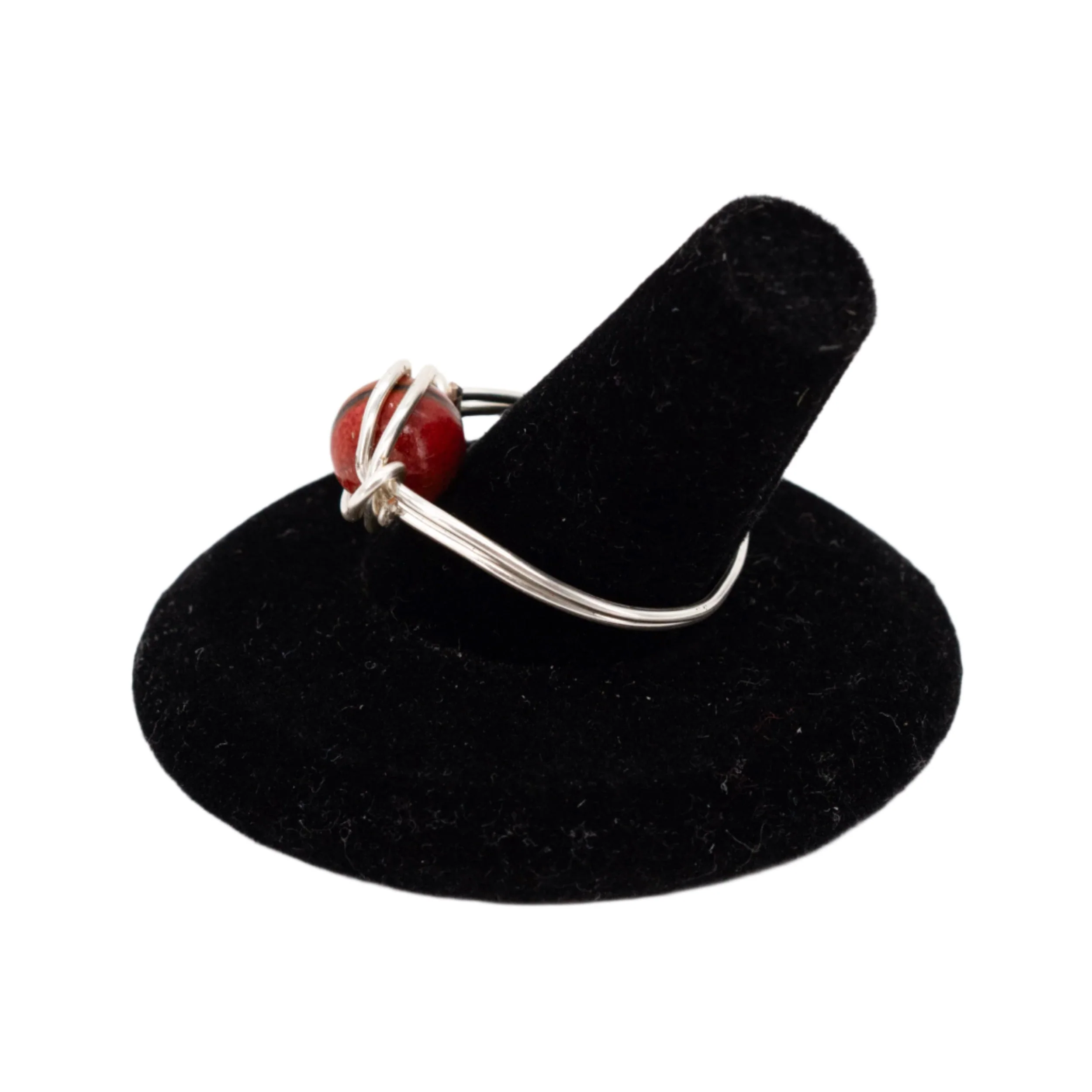Silver Wire-Wrapped Red Jasper Ring | Size 9 - Image 3