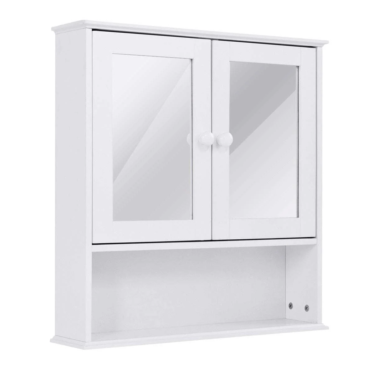 Simple Bathroom Mirror Wall Cabinet in White Wood Finish 23 x 22 inch - Image 2