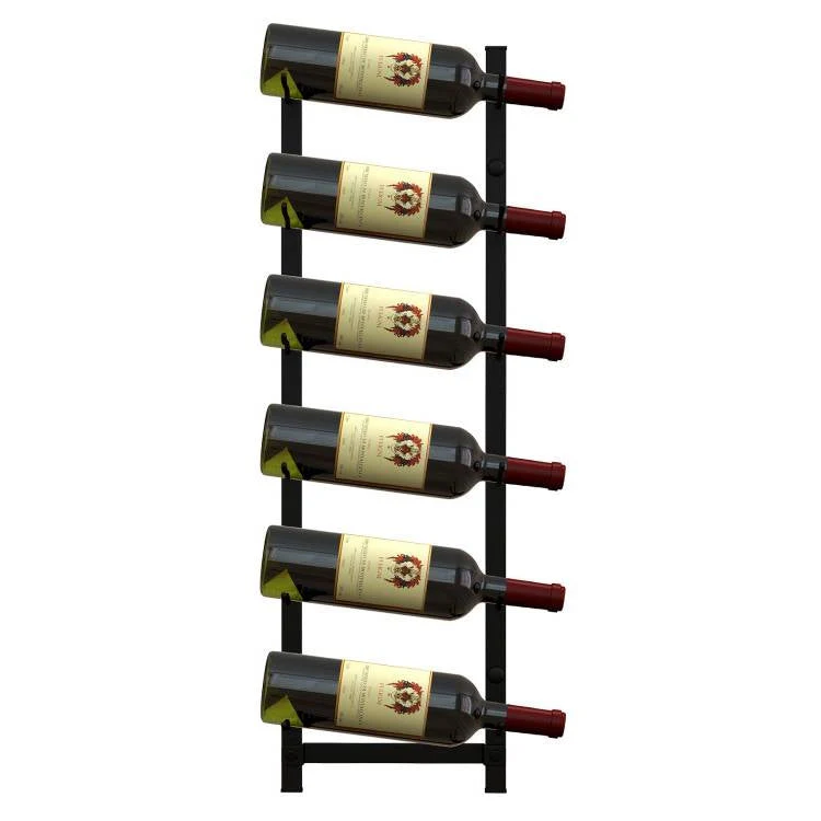 Simple Black Metal Wall Mounted 6-Bottle Wine Rack - Image 2