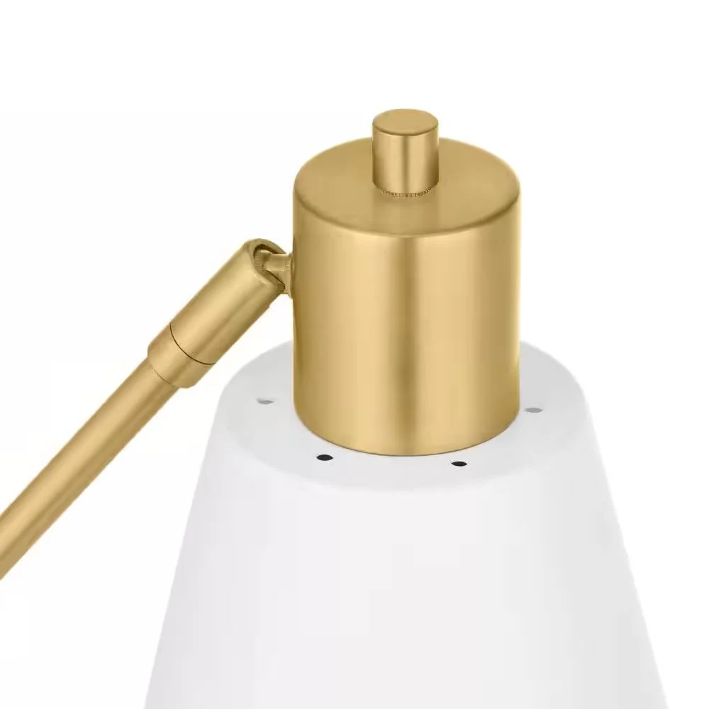 Simple Modern Gold Metal Finish Desk Light Table Lamp with White Shade - Image 3