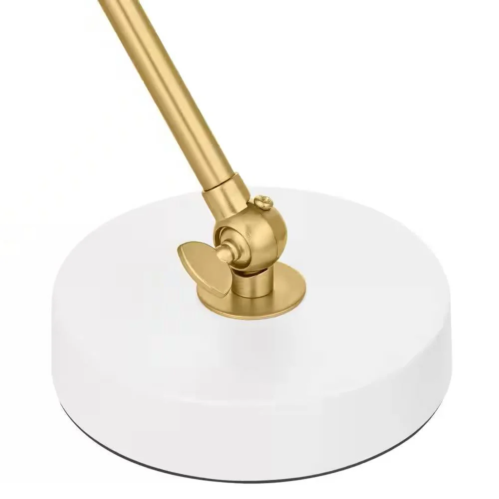 Simple Modern Gold Metal Finish Desk Light Table Lamp with White Shade - Image 5