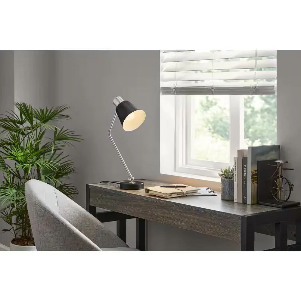 Simple Modern Metal Desk Light Table Lamp with Black Shade and Adjustable Tilt - Image 2