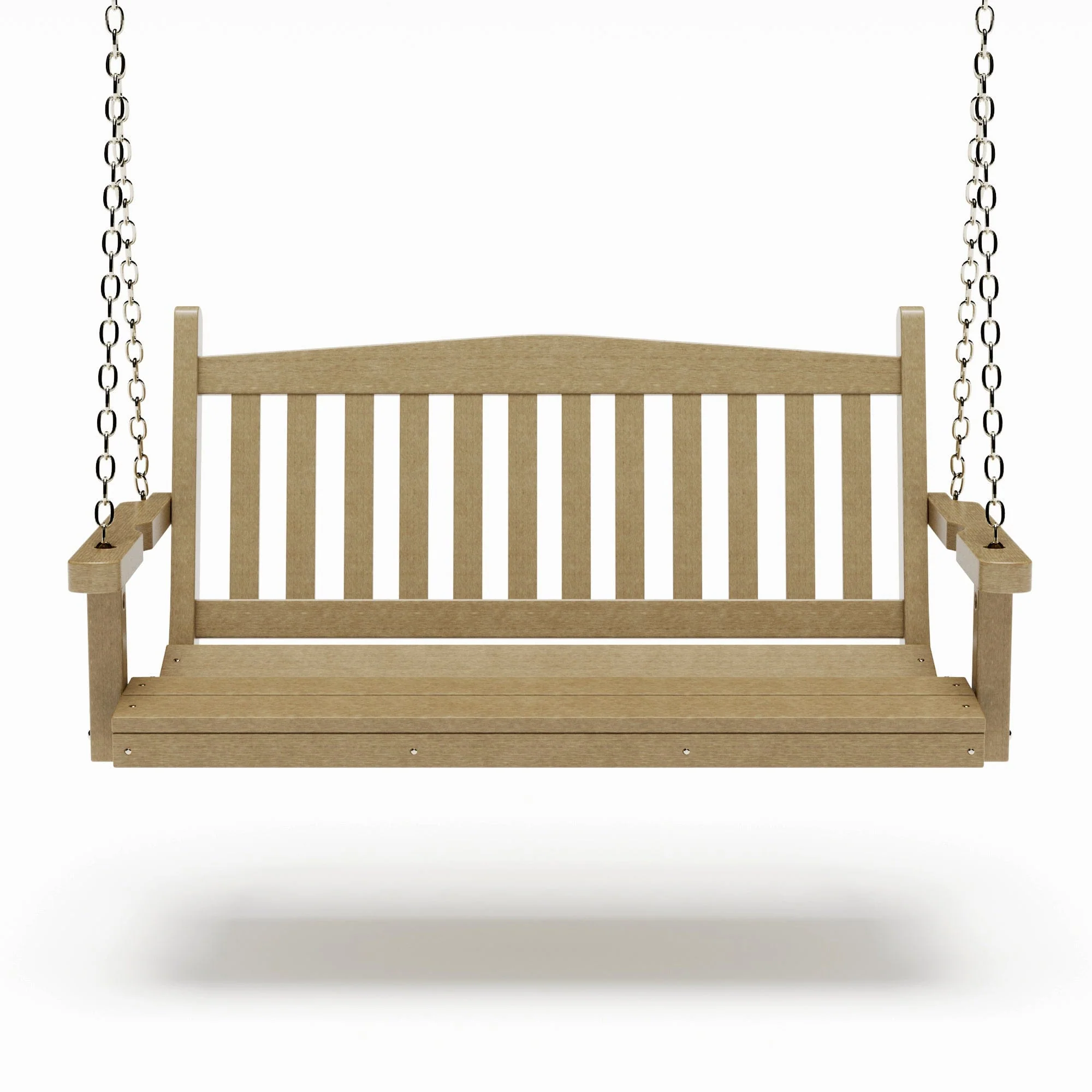 SimplyPoly 4 Foot Amish Made Mission Recycled Plastic Porch Swing, Natural Teak Wood Grain - Image 17