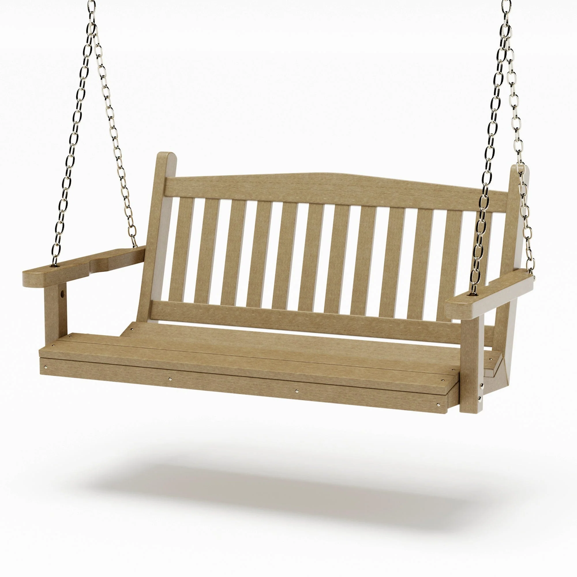 SimplyPoly 4 Foot Amish Made Mission Recycled Plastic Porch Swing, Weathered Wood - Image 2