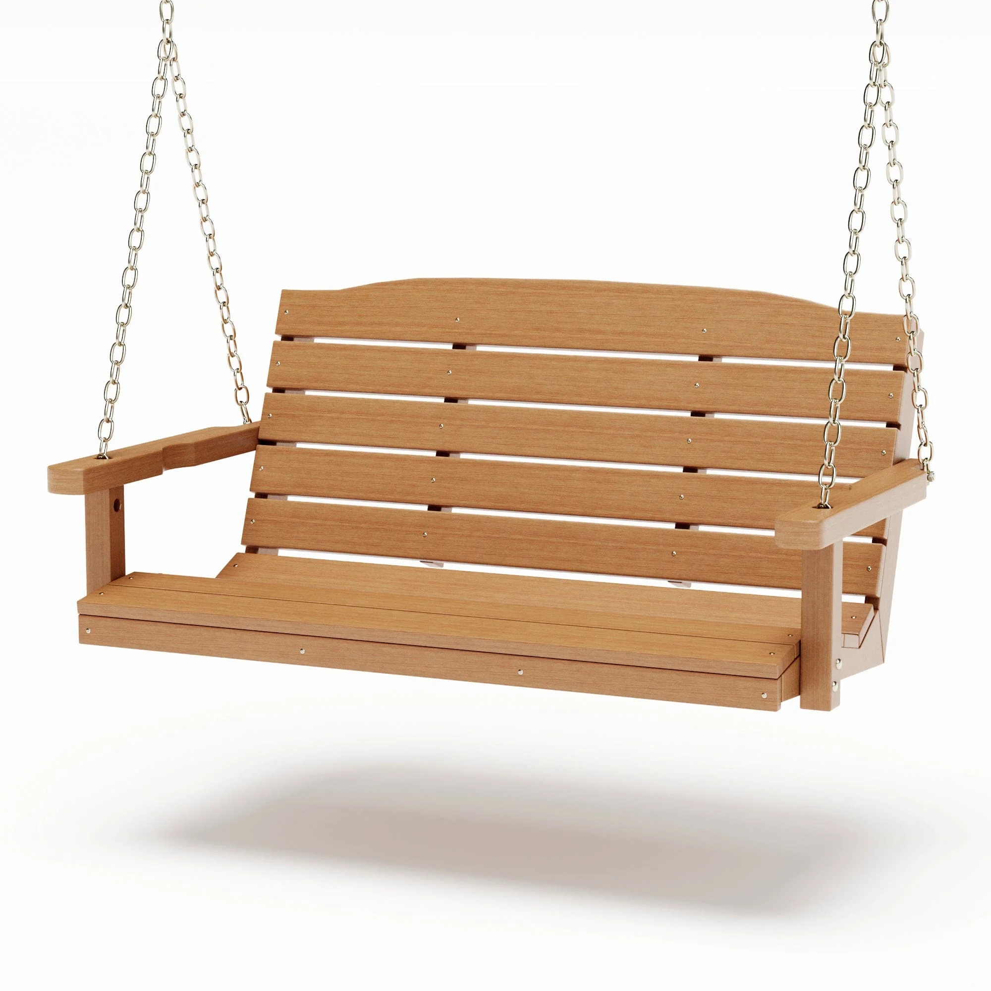 SimplyPoly 5 Foot Amish Made Classic Recycled Plastic Porch Swing, Natural Teak Wood Grain - Image 2